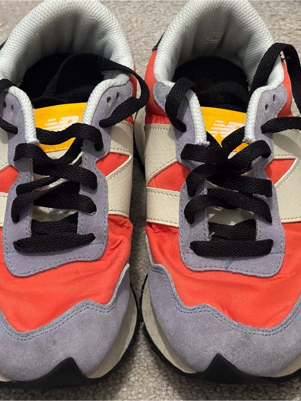 New Balance Women’s 6.5 237 Running Shoe Gray Athletic Sneaker Mustard Coral